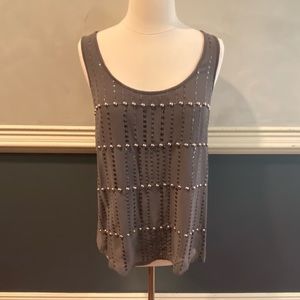 Express Gray Beaded Top